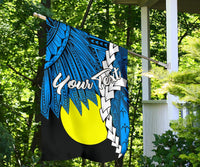 Palau Polynesian Custom Personalised Flag - Tribal Wave Tattoo Blue Flag Style - Polynesian Pride