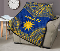 Nauru Premium Quilt - Nauru Flag Polynesian Chief Blue Version - Polynesian Pride