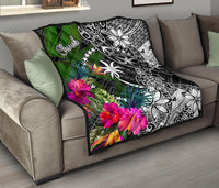 Chuuk Premium Quilt - Turtle Plumeria Banana Leaf - Polynesian Pride