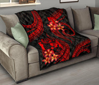 Tonga Polynesian Premium Quilt - Red Plumeria - Polynesian Pride