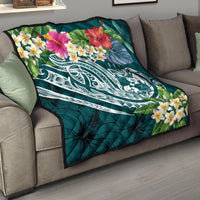 Tonga Polynesian Premium Quilt - Summer Plumeria (Turquoise) Turquoise - Polynesian Pride