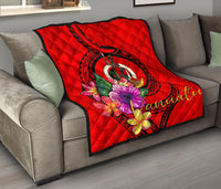 Vanuatu Polynesian Premium Quilt - Floral With Seal Red - Polynesian Pride