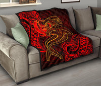 Pohnpei Premium Quilt - Red Shark Polynesian Tattoo - Polynesian Pride