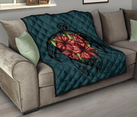 Hawaii Turtle Hibiscus Polynesian Premium Quilt - Polynesian Pride