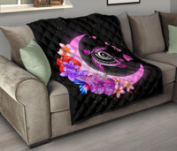 Hawaii Map Moon Star Turtle Plumeria Hibiscus Premium Quilt - Polynesian Pride