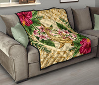 Hawaii Premium Quilt - Hammerhead Shark Premium Quilt Strong Pattern Hibiscus Plumeria AH - Polynesian Pride
