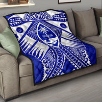 Guam Polynesian Premium Quilt - Guam White Seal with Polynesian Tattoo Ver 02 - Polynesian Pride