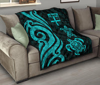 Fiji Polynesian Premium Quilt - Turquoise Tentacle Turtle - Polynesian Pride