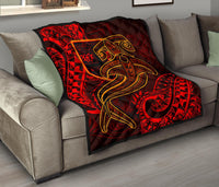 Fiji Premium Quilt - Red Shark Polynesian Tattoo - Polynesian Pride