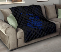 Hawaii Turtle Hibicus Map Premium Quilt - Blue - Polynesian Pride