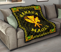 Kanaka Maoli Flag Polynesian Premium Quilt Yellow - Love Style - Polynesian Pride