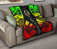 Vanuatu Premium Quilt - Vanuatu Coat Of Arms Polynesian Reggae Tattoo - Polynesian Pride