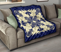 Hawaiian Pineapple Pattern Premium Quilt - Blue - Argu Style - AH - Polynesian Pride