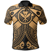 Hawaii Polynesian Polo Shirt Gold Kanaka Maoli Map Unisex Gold - Polynesian Pride