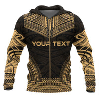 Tuvalu Polynesian Chief Custom Zip up Hoodie Gold Version - Polynesian Pride