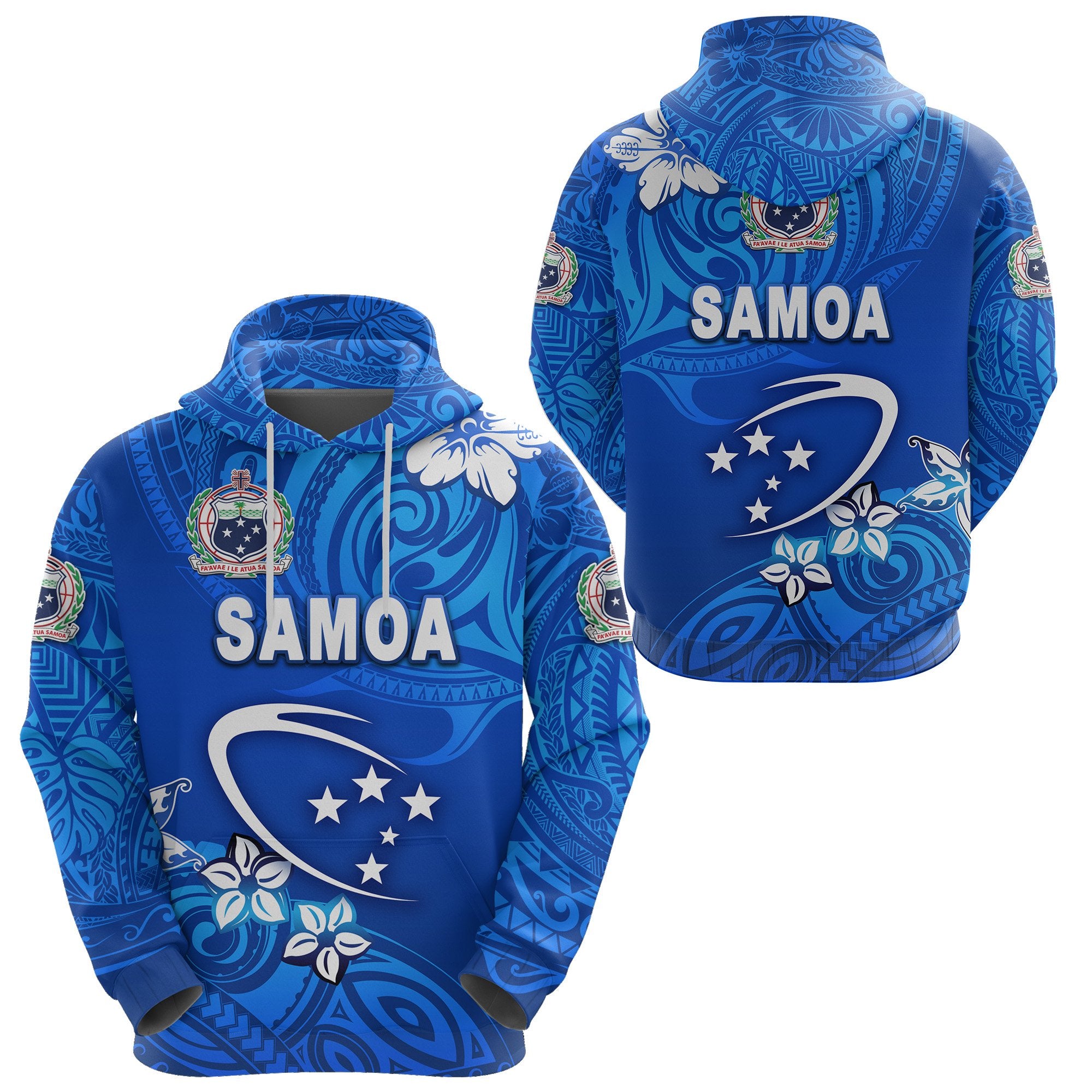 Manu Samoa Rugby Hoodie Unique Vibes Full Blue Unisex Blue - Polynesian Pride