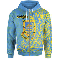 Tuvalu Zip Hoodie Nukufetau Wings Style Unisex Blue - Polynesian Pride