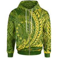Cook Islands Zip Hoodie Tauhunu Wings Style Unisex Green - Polynesian Pride