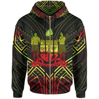 Fiji Zip Hoodie Fiji Seal Reggae Tribal Patterns Unisex White - Polynesian Pride