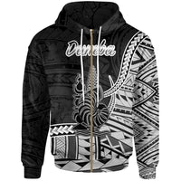 New Caledonia Islands Zip Hoodie Dumba Seal of New Caledonia Polynesian Patterns Unisex Black - Polynesian Pride