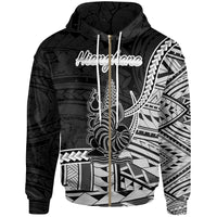New Caledonia Islands Zip Hoodie Hienghene Seal of New Caledonia Polynesian Patterns Unisex Black - Polynesian Pride