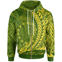 Cook Islands Zip Hoodie Amuri Wings Style Unisex Green - Polynesian Pride