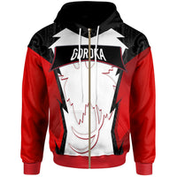 Papua New Guinea Zip Hoodie Goroka PNG Coat of Arms Unisex Red Black - Polynesian Pride