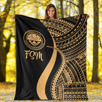 Federated States of Micronesia Premium Blanket - Gold Polynesian Tentacle Tribal Pattern - Polynesian Pride