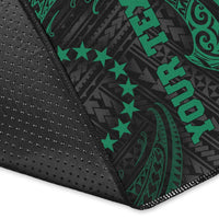 Cook Islands Polynesian Custom Personalised Area Rug - Green Tribal Wave - Polynesian Pride