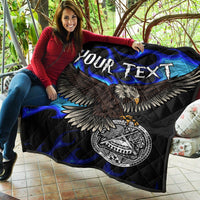 American Samoa Polynesian Custom Personalised Premium Quilt - Eagle With Flame Blue - Polynesian Pride