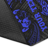 Tonga Polynesian Custom Personalised Area Rug - Blue Tribal Wave - Polynesian Pride