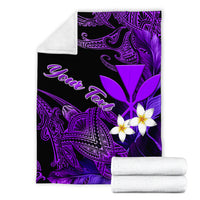 (Custom Personalised) Hawaii Turtle With Plumeria Leaf Purple Blanket - LT12 - Polynesian Pride