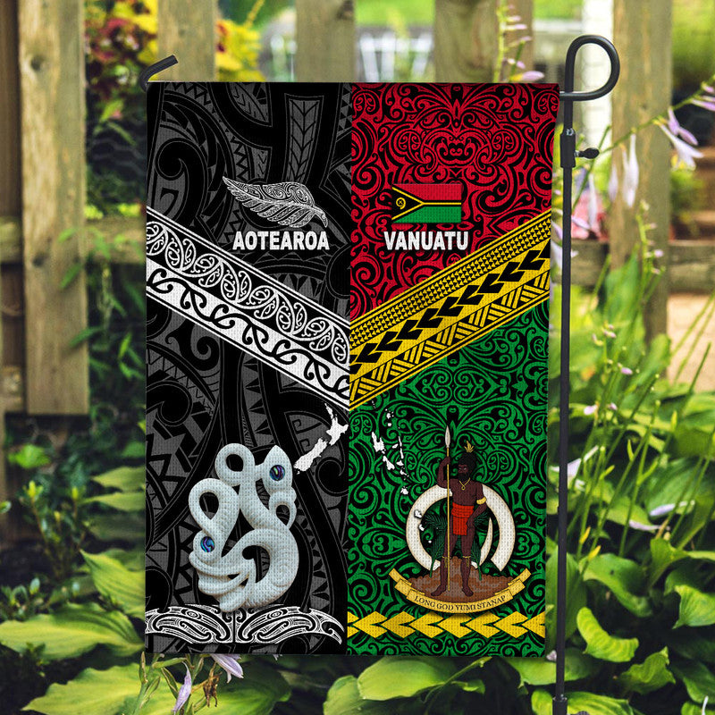New Zealand And Vanuatu Flag Together - Black LT8 - Polynesian Pride