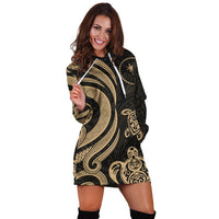 Chuuk Women Hoodie Dress - Gold Tentacle Turtle - Polynesian Pride