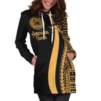 American Samoa Women's Hoodie Dress - Gold Polynesian Tentacle Tribal Pattern - Polynesian Pride