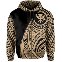 Hawaii Kanaka Polynesian Zip up Hoodie Tatoo Style Gold - Polynesian Pride