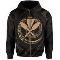 Polynesian Kanaka Shaka Map of Hawaii Zip Hoodie Gold - Polynesian Pride