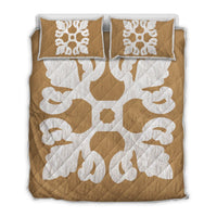 Hawaiian Royal Pattern Quilt Bed Set - Gold - M1 Style - AH Gold - Polynesian Pride