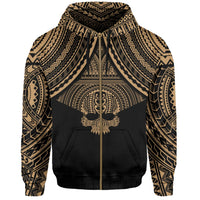 Polynesian Skull Hawaii Zip Hoodie Gold Circle Style - Polynesian Pride