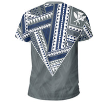 Hawaii T Shirt Football Jersey Style Grey and White - Polynesian Pride