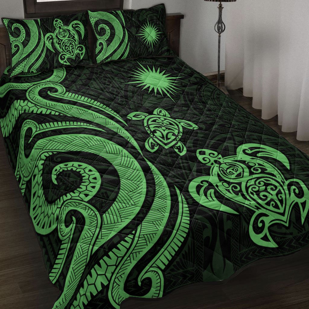 Marshall Islands Quilt Bed Set - Green Tentacle Turtle Green - Polynesian Pride