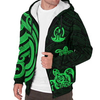 Vanuatu Sherpa Hoodie - Green Tentacle Turtle - Polynesian Pride