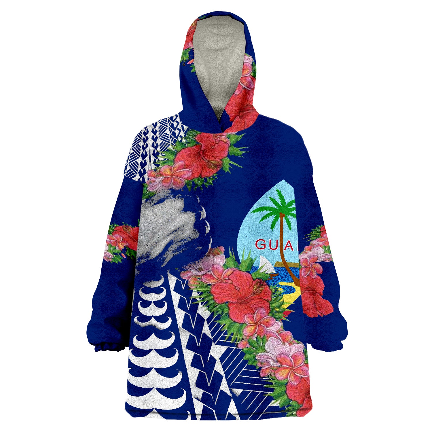 Guam Flag Curve Style Wearable Blanket Hoodie LT9 Unisex One Size - Polynesian Pride