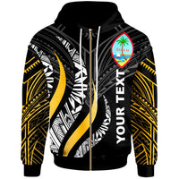 Guam Custom Zip Hoodie Guam Strong Fire Pattern Gold Unisex Gold - Polynesian Pride
