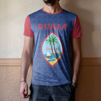 Guam Polynesian All Over T Shirt Guam Flag A4 Unisex Blue - Polynesian Pride