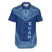 Guam Polynesian Chief Shirt - Flag Version Men Blue - Polynesian Pride