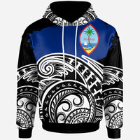 Guam Custom Hoodie Ethnic Style With Round Black White Pattern Unisex Black - Polynesian Pride