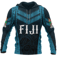 Fiji Hoodie Fijian Waves Unisex BLUE - Polynesian Pride