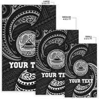 American Samoa Polynesian Custom Personalised Area Rug - White Tribal Wave - Polynesian Pride