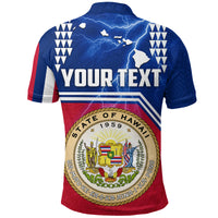 Custom Seal of Hawaii Polo Shirt Kakau Polynesian Thunder Style LT4 - Polynesian Pride